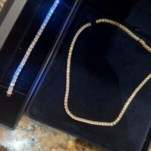 Lab-Grown Diamond Tennis Bracelet & Necklace Set | Brand New | Never Worn